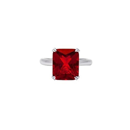 Silver Red Crystal Radiant Ring
