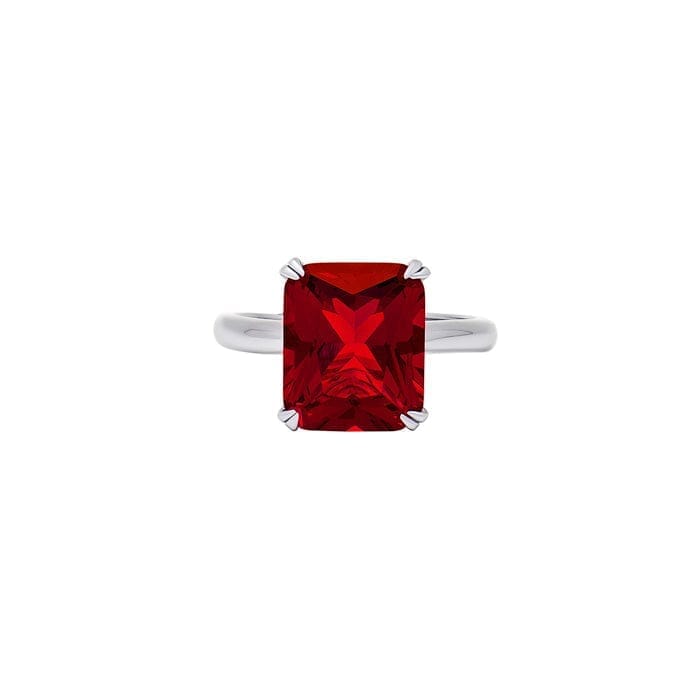 Silver Red Crystal Radiant Ring
