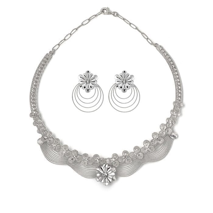 Silver Jasmine Necklace Set