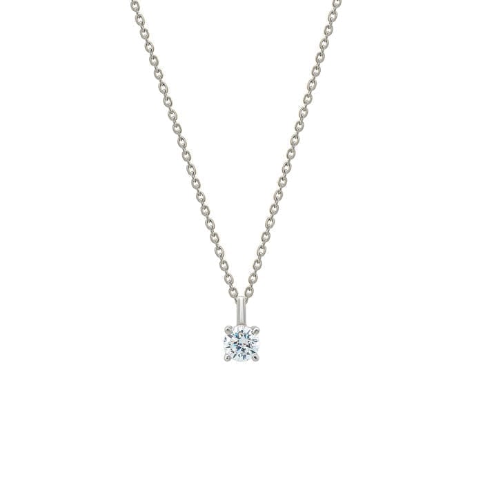 Silver Tiny Solitaire Pendant with Chain