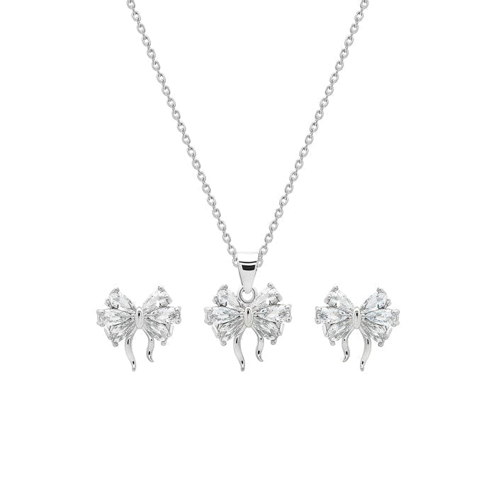 Silver Butterfly Pendant Set