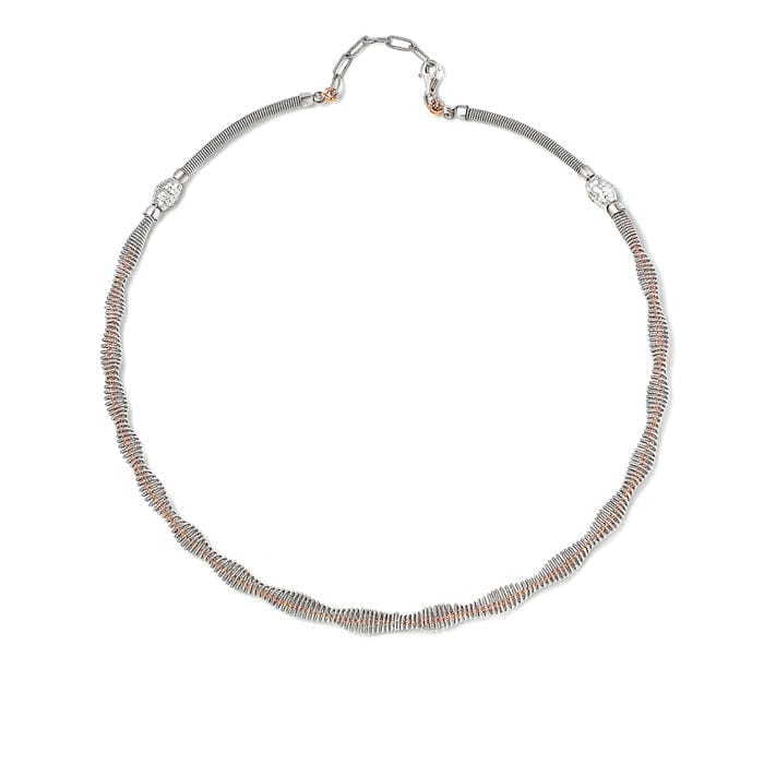18K Two Tone Rose Gold Silver Twine Necklace
