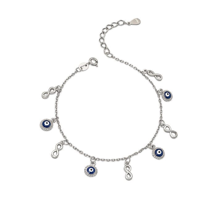 Silver Infinity Evil Eye Bracelet