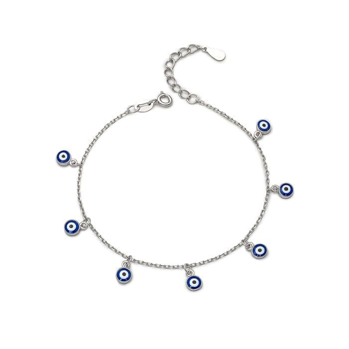 Silver Dark Blue Evil Eye Bracelet