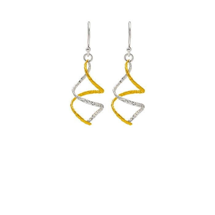 18k Gold Plated Two Tone Silver Spiral Earrings