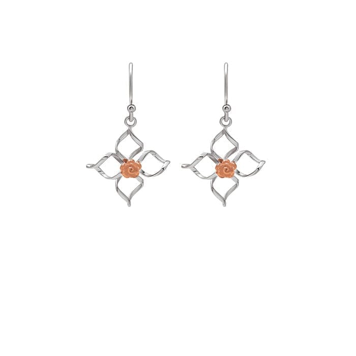 18k Rose Gold Plated Two Tone Silver Daffodil Earrings