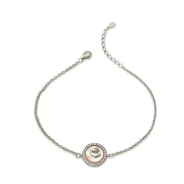 Silver Dainty Swan Bracelet (MOP)