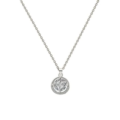 Silver Moonlit Pendant with Link Chain