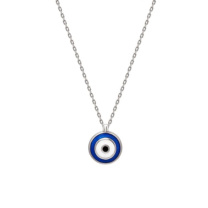 Silver Dark Evil Eye Shield Necklace