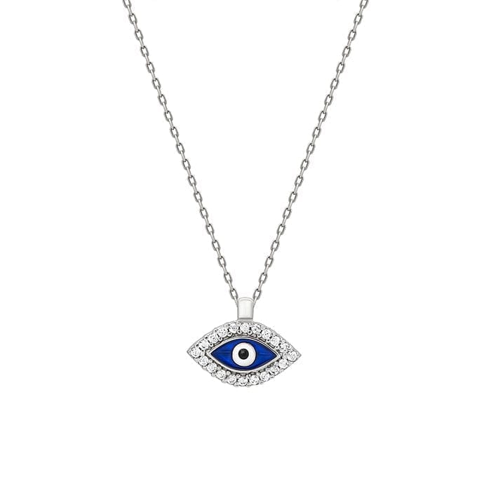 Silver Dark Wide Evil Eye Necklace