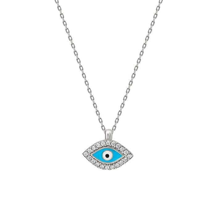 Silver Wide Evil Eye Necklace