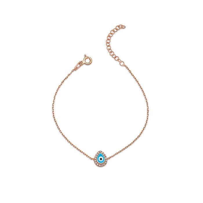 Rose Gold Evil Eye Drop Bracelet