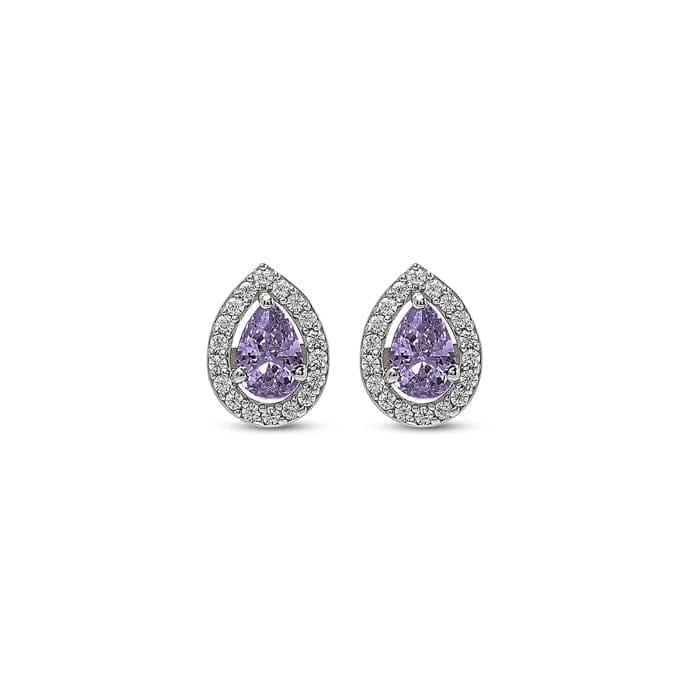 Silver Violet Vista Pear Studs