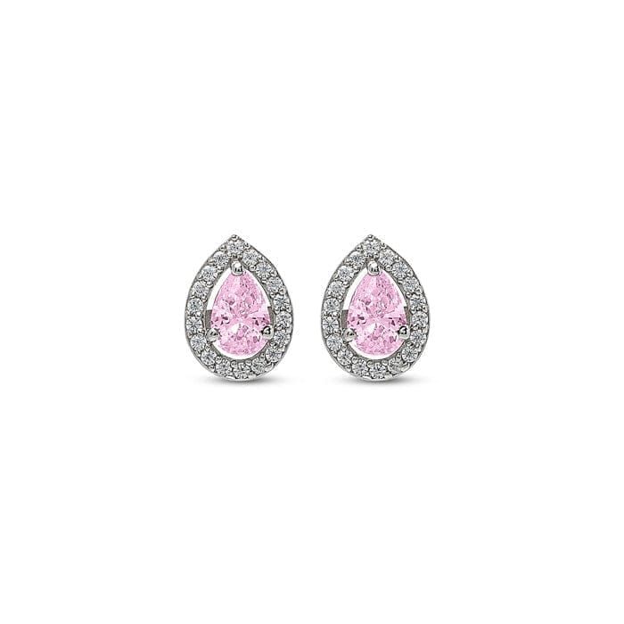 Silver Pink Poise Pear Studs