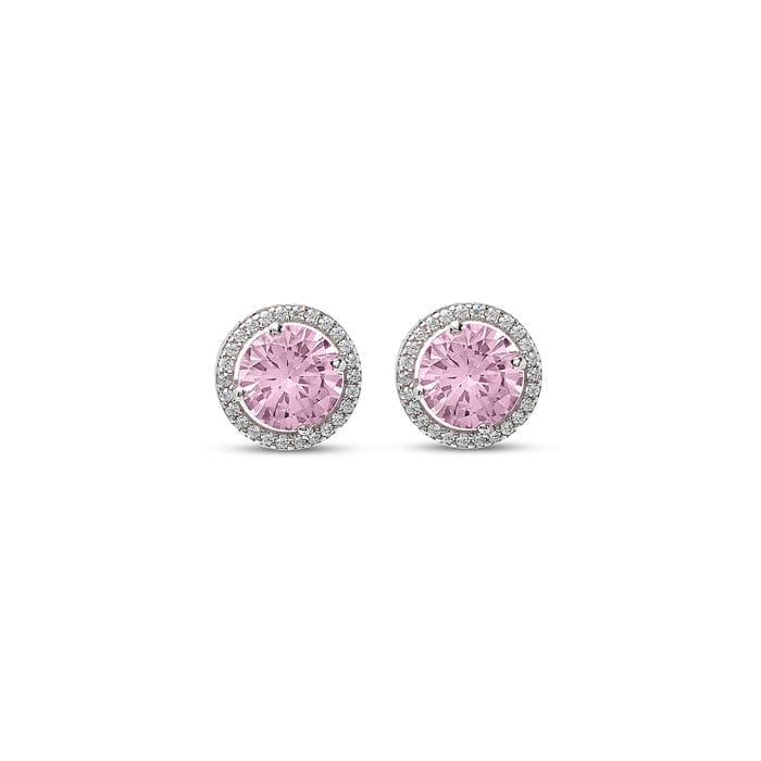 Silver Pink Poise Round Studs