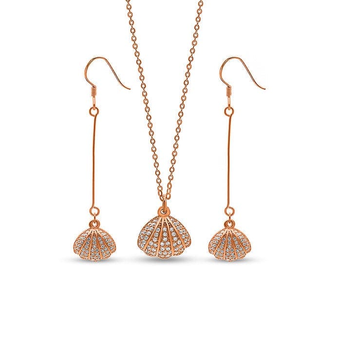 Rose Gold Open Shell Pendant Set