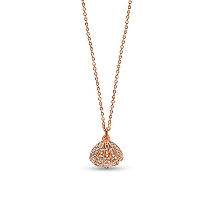 Rose Gold Open Shell Pendant with Chain