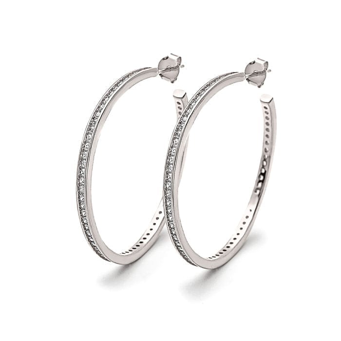 Silver Crystal Curl Earrings