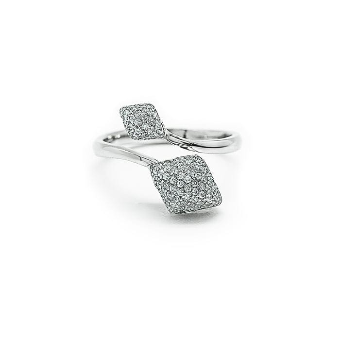 Silver Crystal Curl Ring