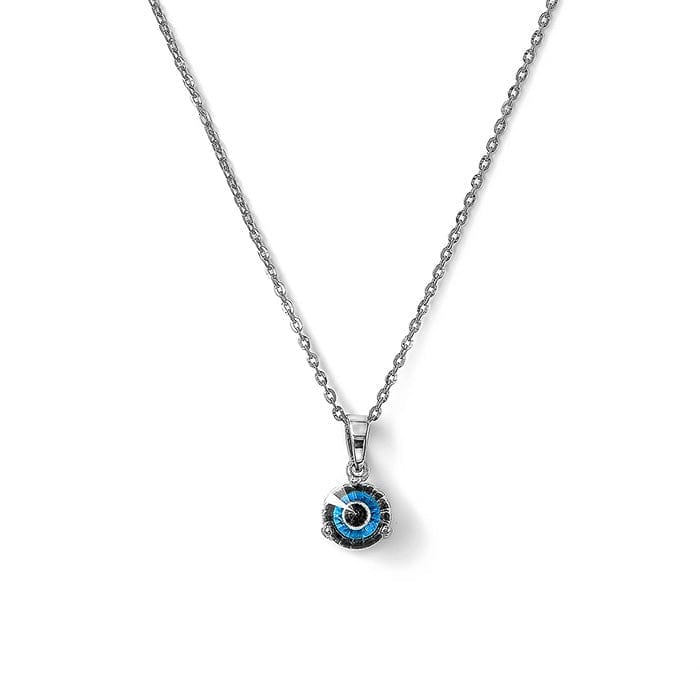 Silver 8 mm Turkish Evil Eye Pendant with Chain