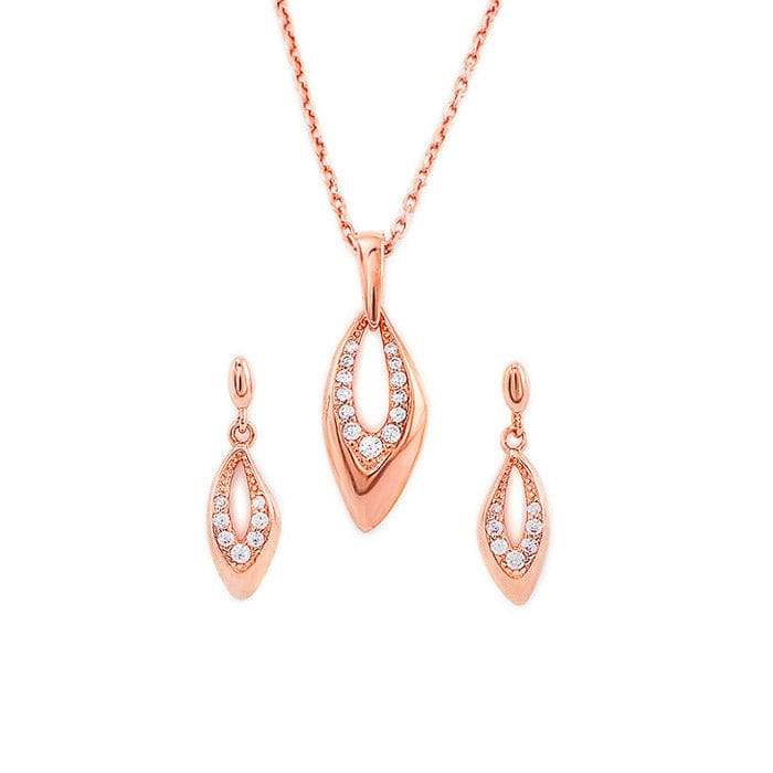 Rose Gold Sparkle Amulet Pendant Set with Chain