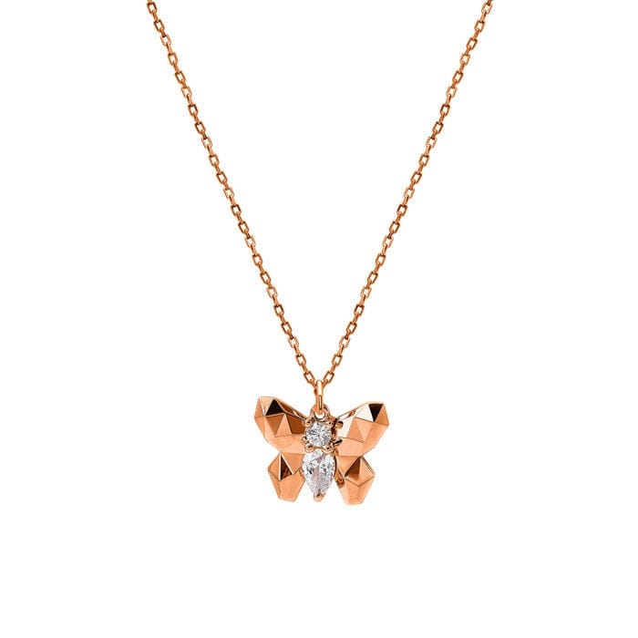 Rose Gold Flutter Pendant with Chain