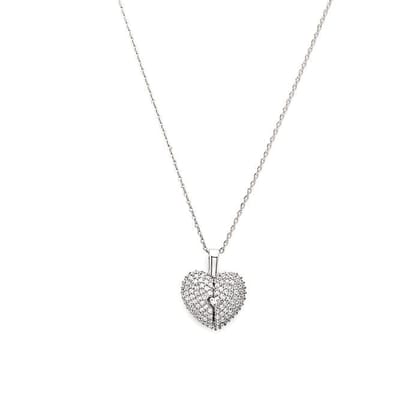 Silver Open Heart Pendant with Chain