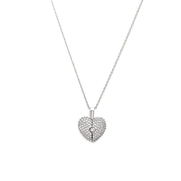 Silver Open Heart Pendant with Chain