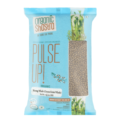Organic Shastra Organic Unpolished Green Moong Whole/Hari Moong/Pesara Pappu - 1 Kg | Pack of 1 | 100% Organic | Chemical Free & Pesticides Free | Ideal for Sprouting | Unadulterated