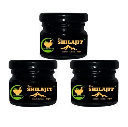 FIJ AYURVEDA Pure Ayurvedic Shilajit/Shilajit Resin (Semi Liquid) Supports Power, Stamina & Vitality - 60Gm (Pack of 3)