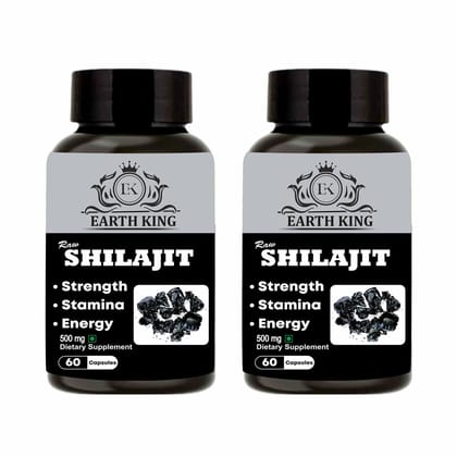 EARTH KING Raw Shilajit/Shilajeet Extract Capsule - 500mg 60 Capsules (Pack of 2)