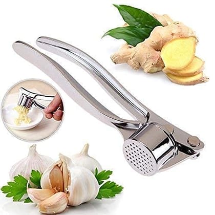 NEWWAY KITCHEN AND HOME APPLIANCE  Stainless Steel Finish (ZINC) Heavy Quality (150 Gram) Garlic Crusher Presser Press Multi-Function Manual Portable Grinding Mincer Chopper Cutter Professional Chopper for Kitchen (Garlic use Only)