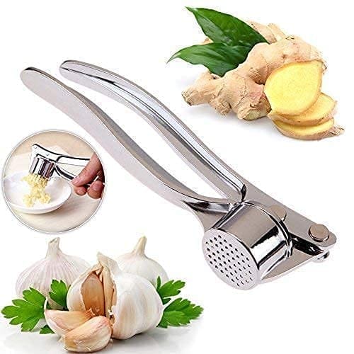 NEWWAY KITCHEN AND HOME APPLIANCE Stainless Steel Finish (ZINC) Heavy Quality (150 Gram) Garlic Crusher Presser Press Multi-Function Manual Portable Grinding Mincer Chopper Cutter Professional Chopper for Kitchen (Garlic use Only)