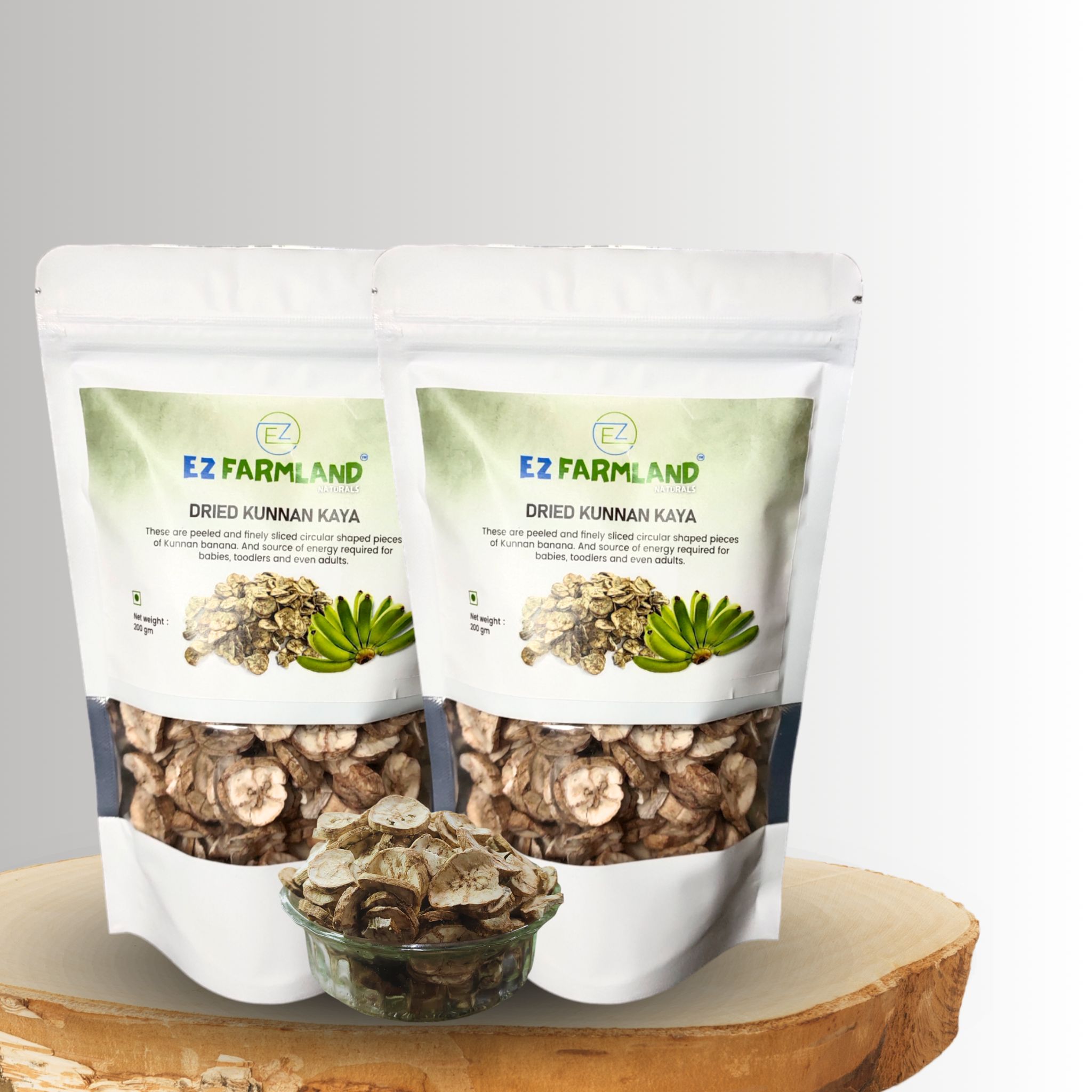Ez Farmland Naturals Dried Sliced Kunnan Kaya (Banana) 400 g (2 Pack of 200g ) Baby Porridge /Baby Food