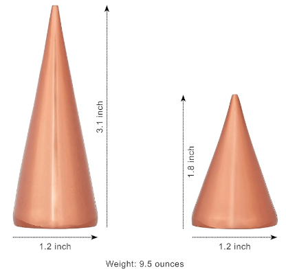Brass Ring Holder Cone for Jewelry - Rose Gold Solid Weighted Metal Cones Set for Rings Display - Aesthetic Accessories Decor Organizer for Women and Girls