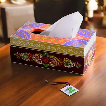 Hand painted wooden tissue box cover