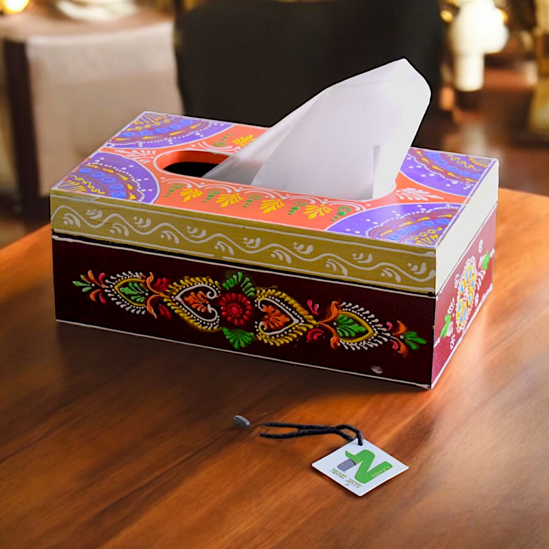 Hand painted wooden tissue box cover