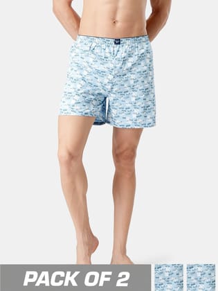FCUK Play Blanc, Men's Printed Boxers Pack of 2