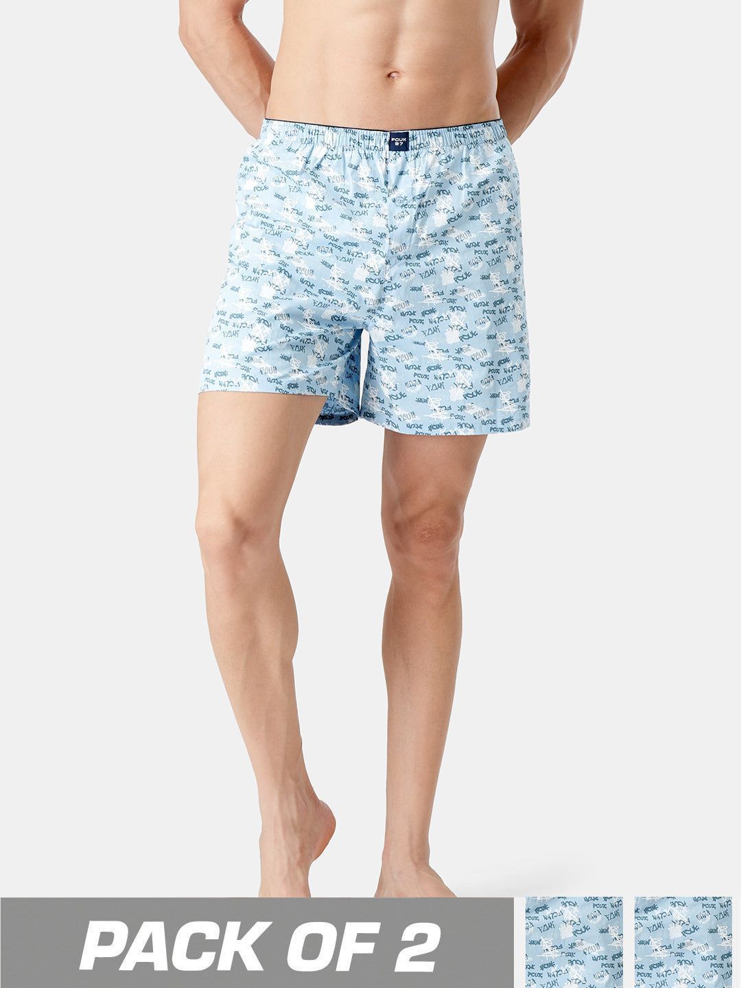 FCUK Play Blanc, Men's Printed Boxers Pack of 2