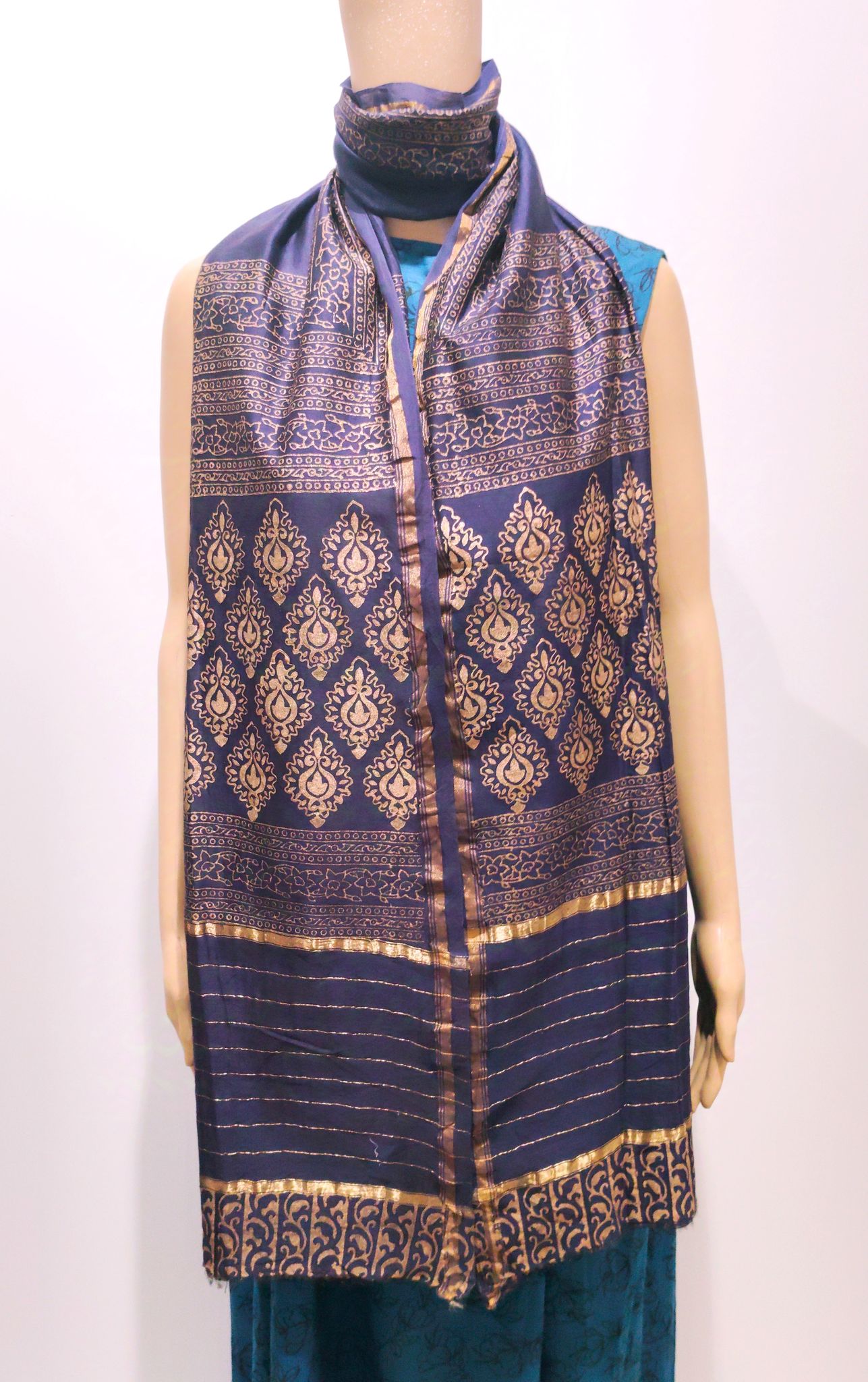 Blue Festive Chanderi Dupatta