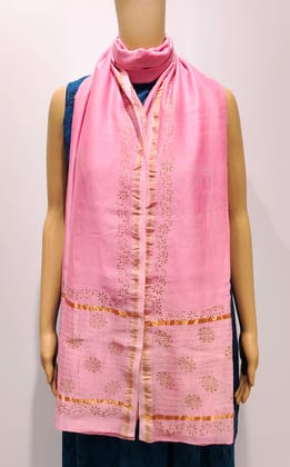 Gulabi Gold Rogan Chanderi Dupatta Gulabi Gold Rogan Chanderi Dupatta