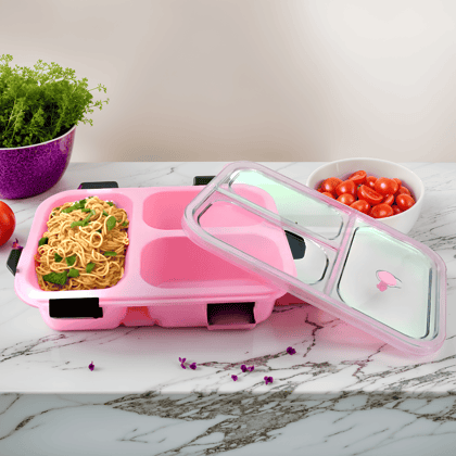 Nexapure Kids Lunch and Fruits Box - Leak-Proof 3-Compartment Lunch Box for Office & Kids | Reusable, Freezer Safe, PP Food Grade Plastic | Multicolor, Pack of 1 Nexapure Kids Lunch and Fruits Box - Leak-Proof 3-Compartment Lunch Box for Office & Kids | Reusable, Freezer Safe, PP Food Grade Plastic | Multicolor, Pack of 1