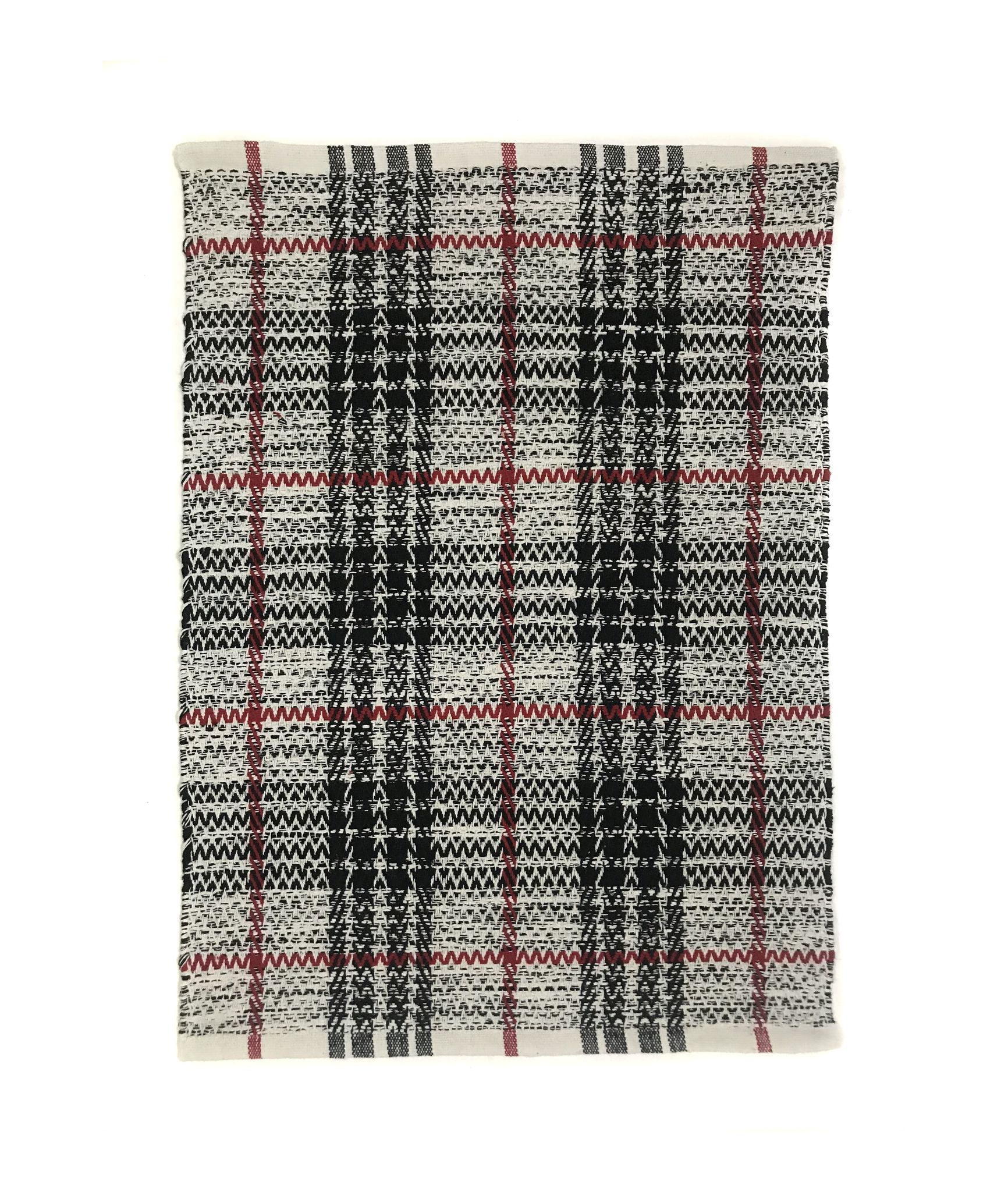 Hand Woven Recycled Cotton Rug, Black/White, Size 20'’x30'’. Machine Washable.