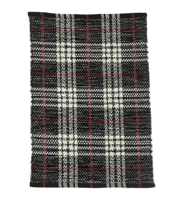 Hand Woven Recycled Cotton Rug, Black/White, Size 20'’x30'’. Machine Washable.