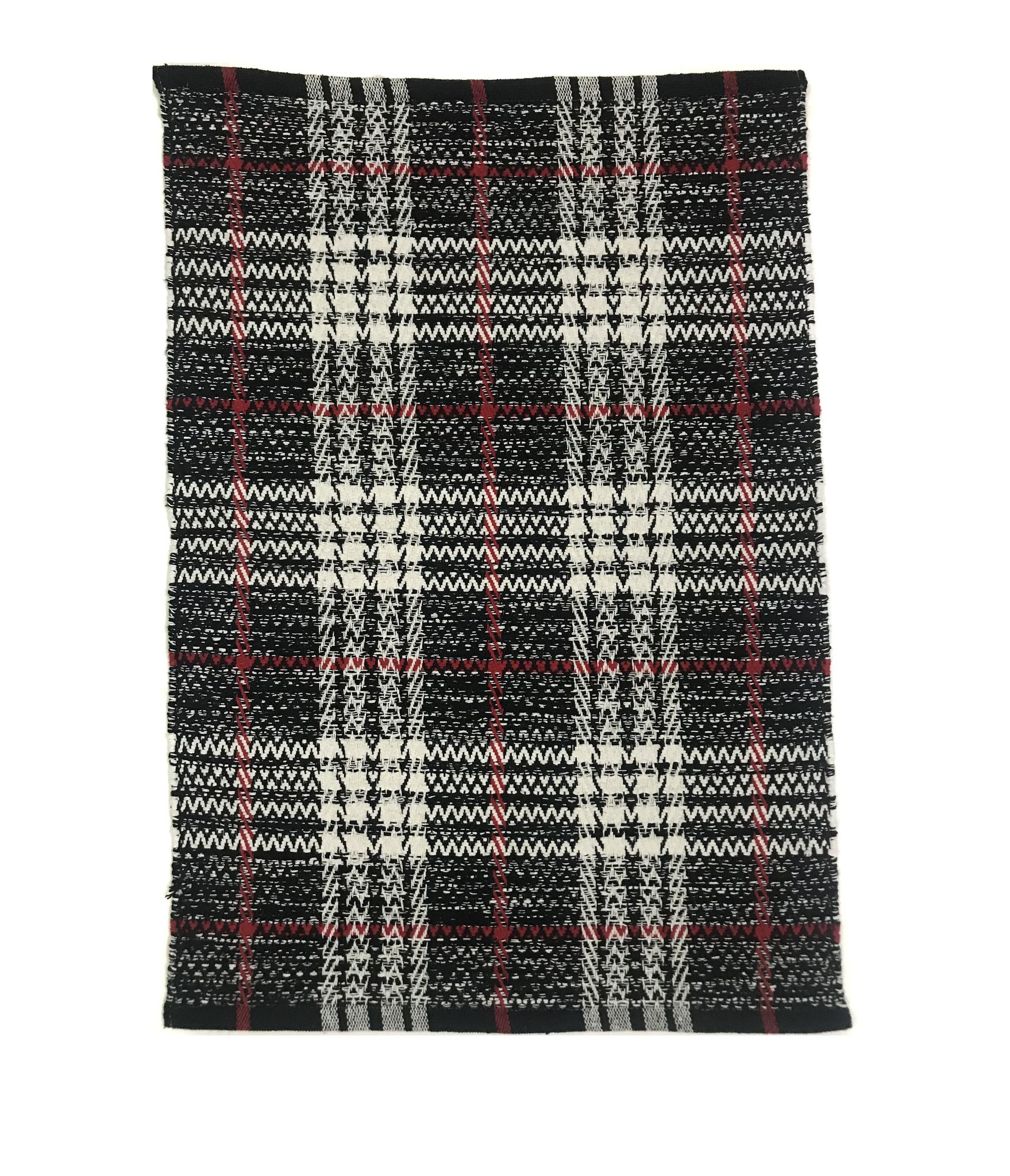 Hand Woven Recycled Cotton Rug, Black/White, Size 20'’x30'’. Machine Washable Pack of 2