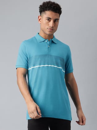 Men Teal Regular Fit Polo Neck T-Shirt Men Teal Regular Fit Polo Neck T-Shirt