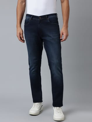 Men Indigo Slim Fit Washed Mid Rise Stretchable Jeans Men Indigo Slim Fit Washed Mid Rise Stretchable Jeans