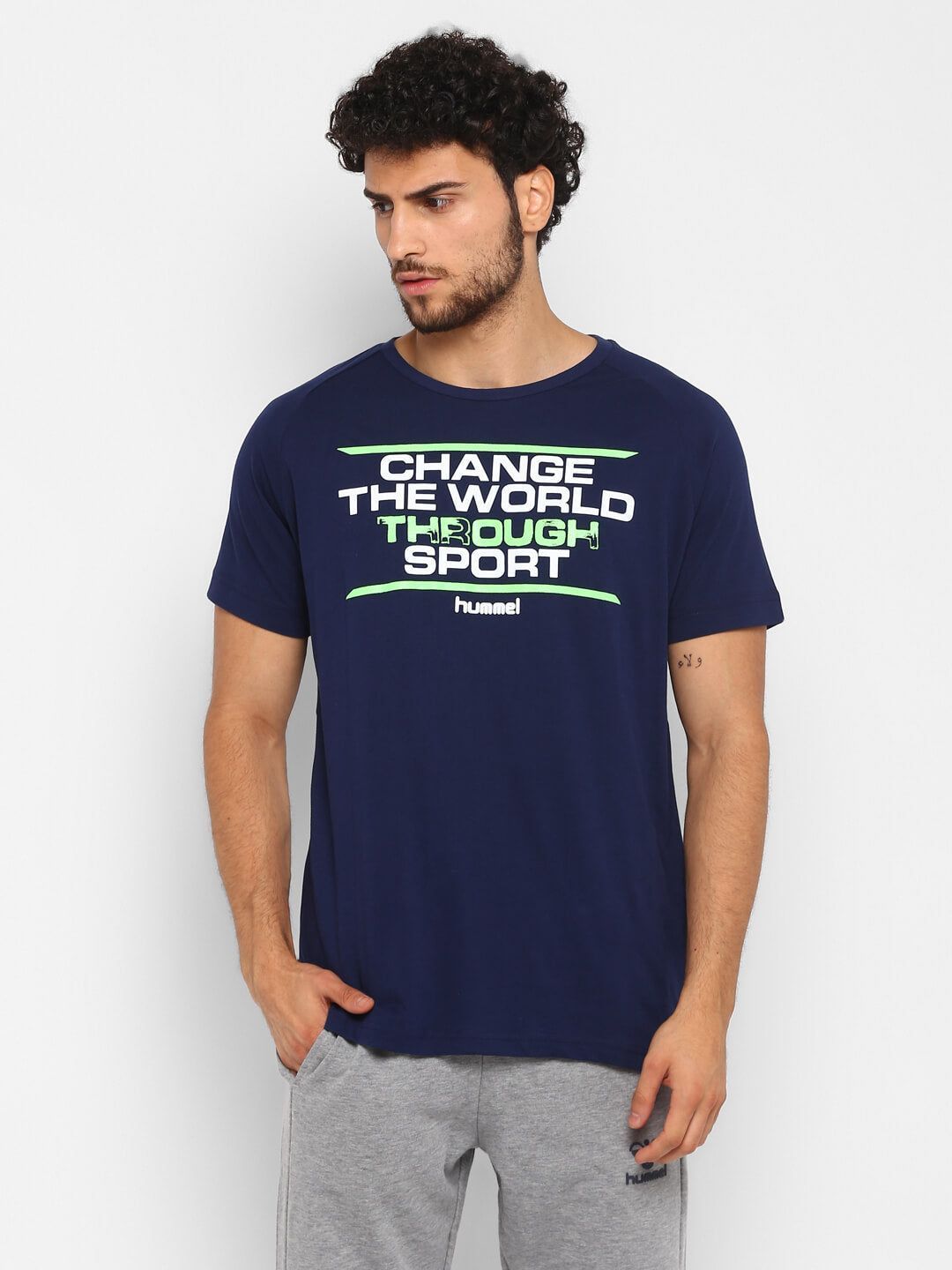 Lorenzo Men Cotton Navy Blue T-Shirt