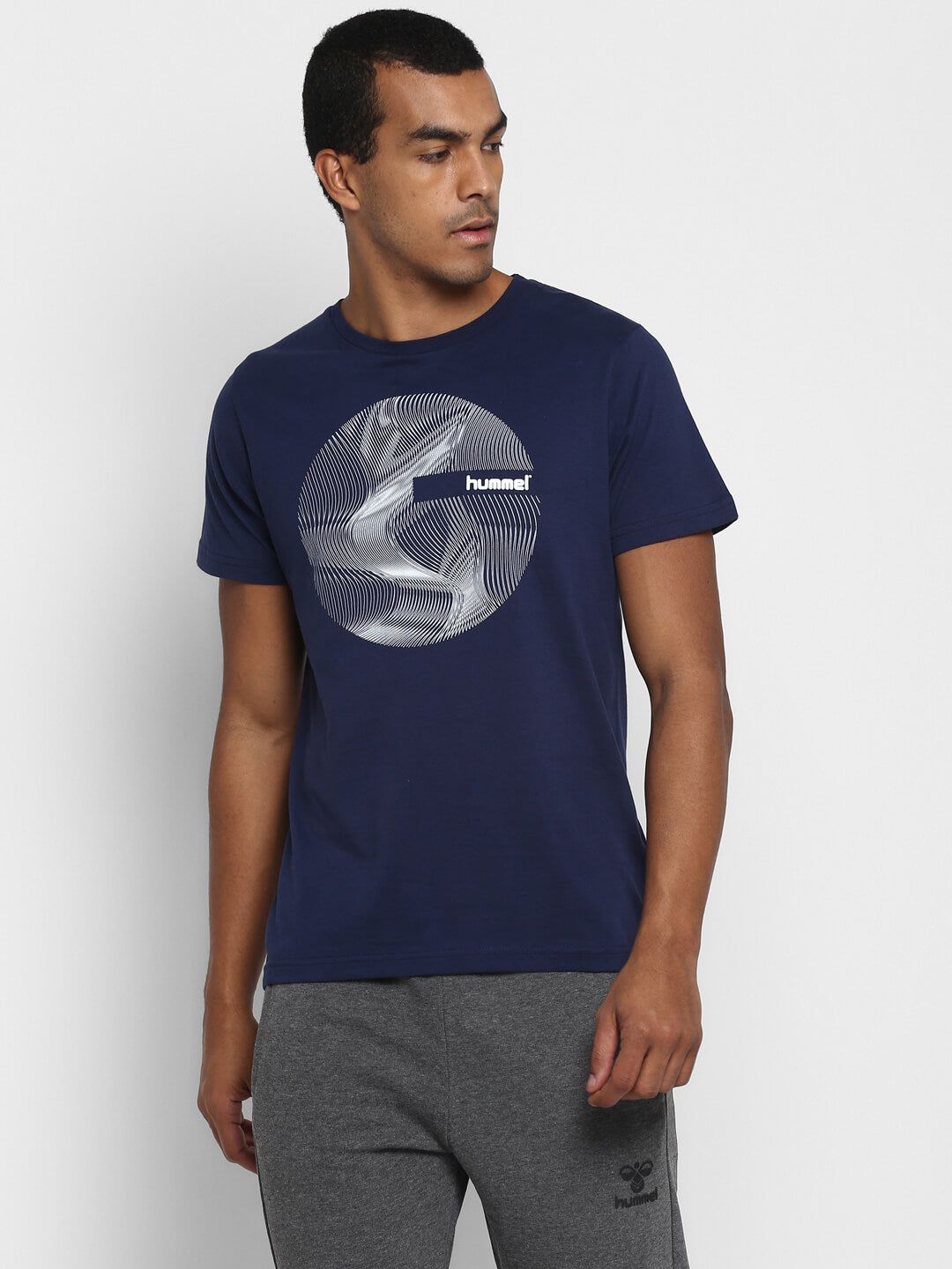 Cane Men Cotton Navy Blue T-Shirt