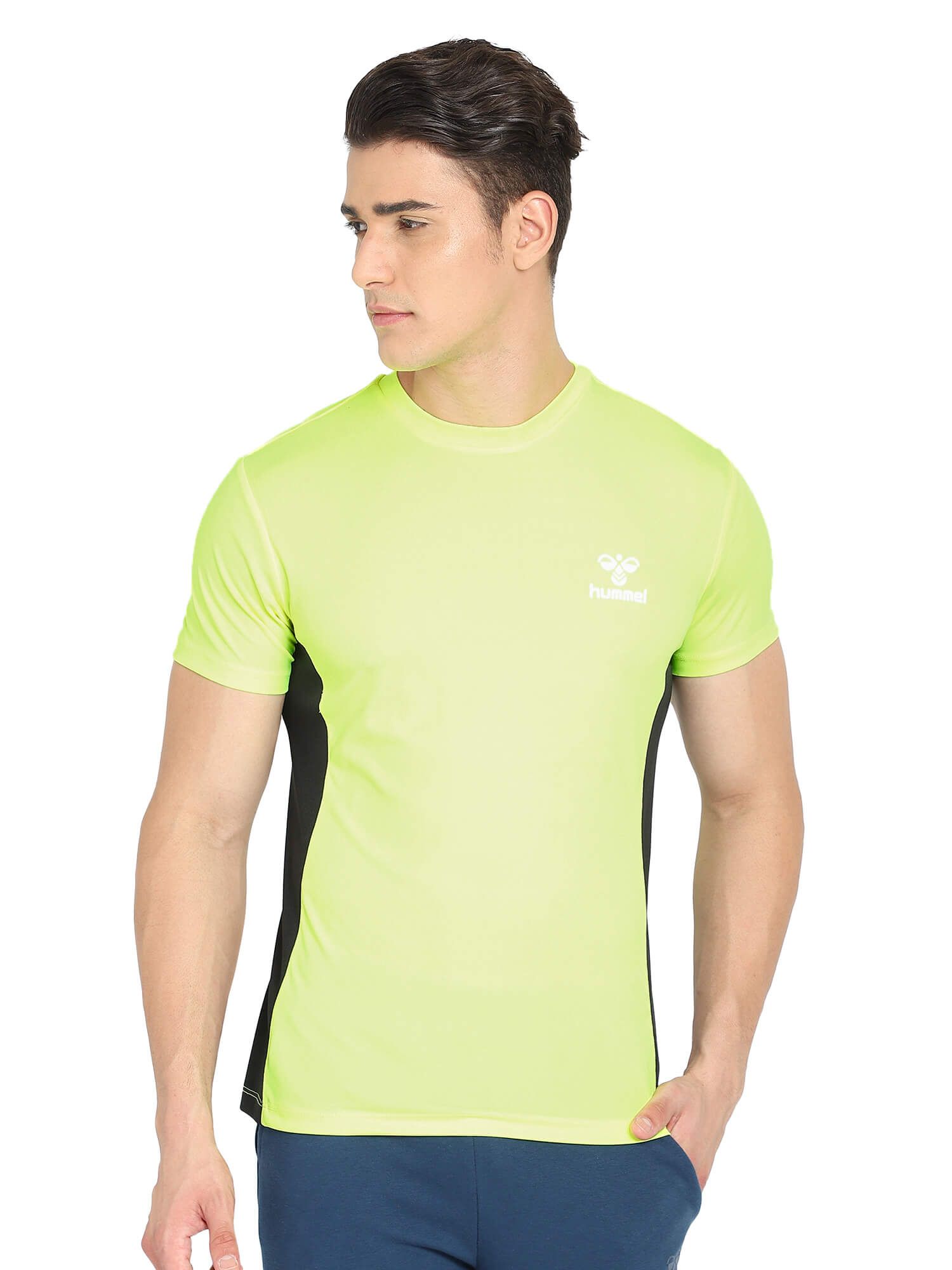 Eino Men Polyester Yellow T-Shirt